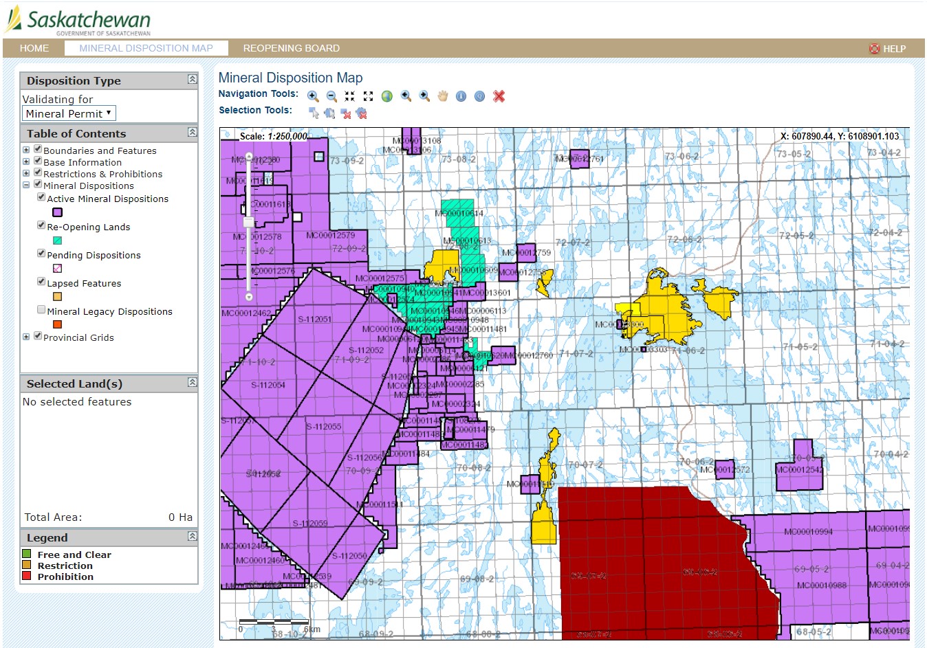 screenshot of MARS - Mineral Administration Registry of Saskatchewan